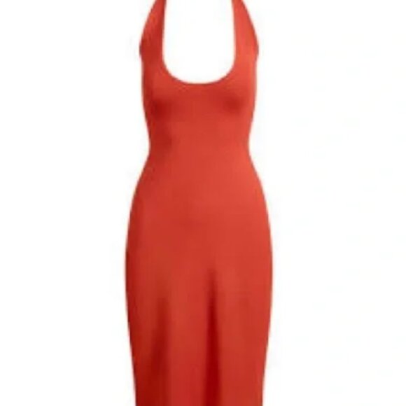 NWT SKIMS Smooth Lounge Midi Halter Dress in Terra - Picture 3 of 3